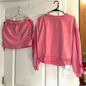 Pink Sweatshirt and Skort Set